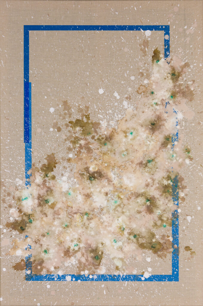 Kallus VIII_Gesso, Red Wine, Acryl&Thread on Canvas_120x80