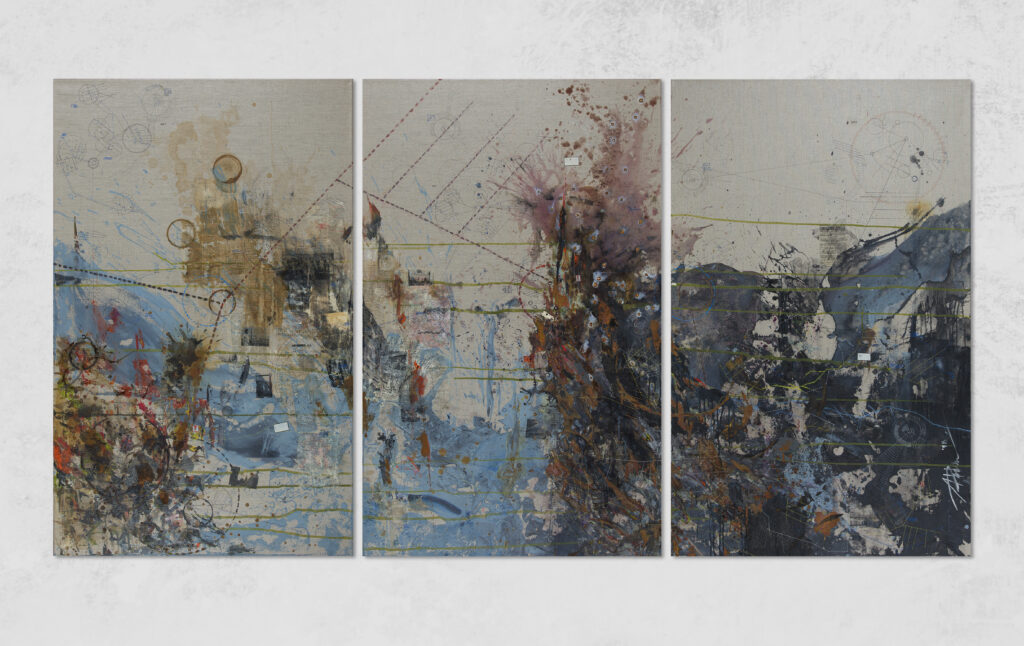 _Unterirdische Landschaften und UNORTE_Mixed Media auf Naturleinwand_ 314x160_