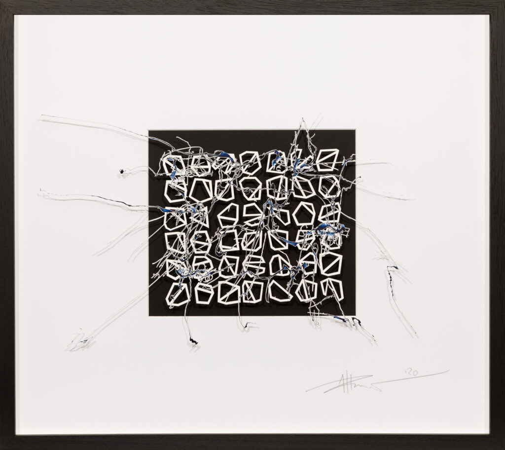 _Brain Works - Pollockesker Scherenschnitt II- Acryl und Papier_45x55_