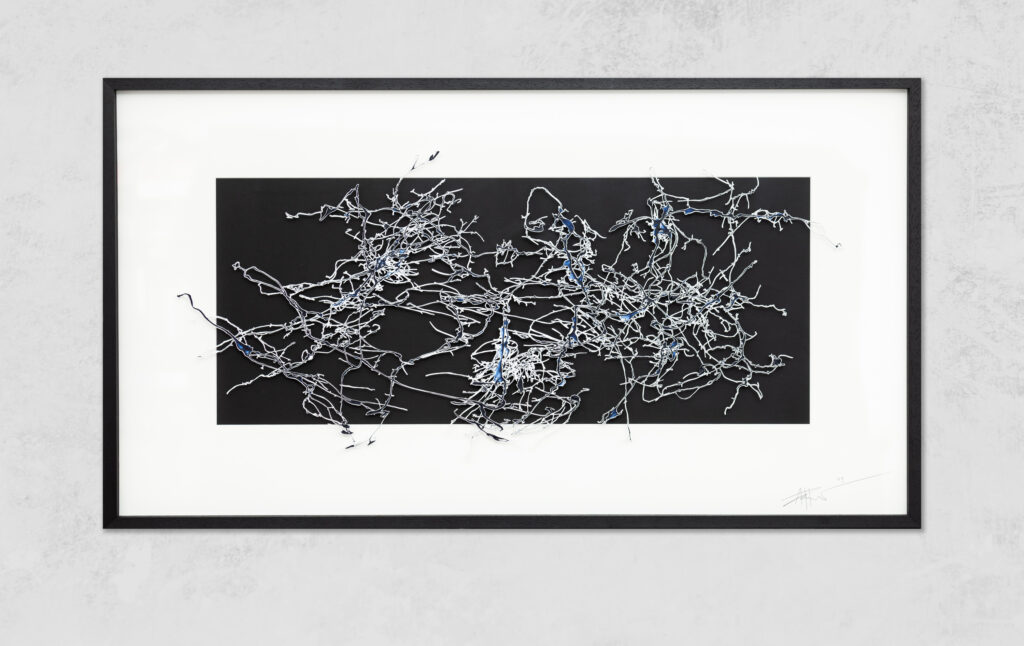 _Brain Works - Pollockesker Scherenschnitt I_Acryl und Papier_40x100_