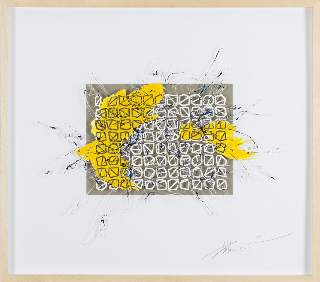 _Brain Works - Pollockesker Scherenschnitt XII- Acryl und Papier_71x80_