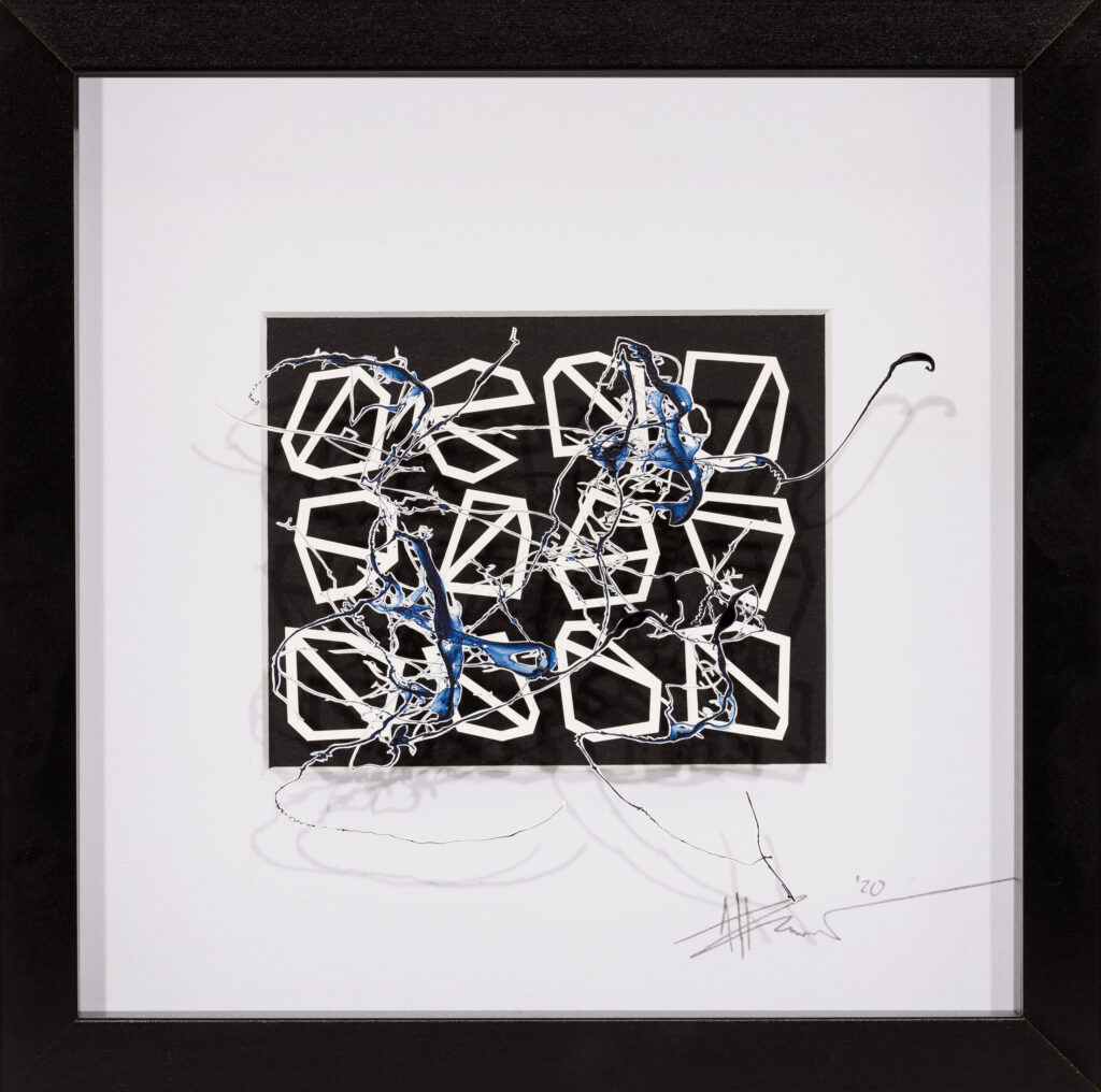 _Brain Works - Pollockesker Scherenschnitt XIII- Acryl und Papier_25x25_