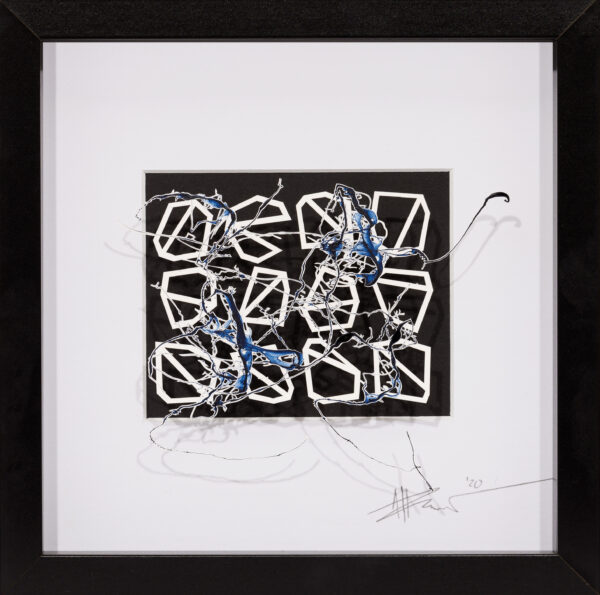 _Brain Works - Pollockesker Scherenschnitt XIII- Acryl und Papier_25x25_