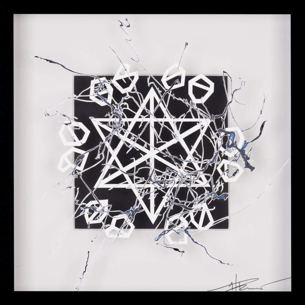 _Brain Works - Pollockesker Scherenschnitt XIV_Acryl und Papier_25x25_