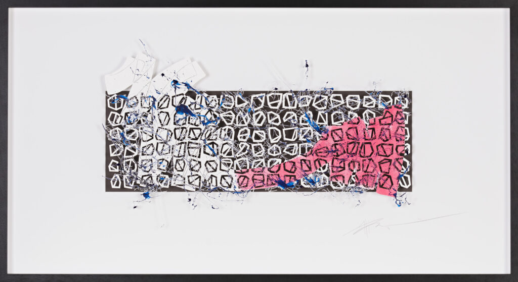 _Brain Works - Pollockesker Scherenschnitt XVII_Acryl und Papier_62,5x114,5_