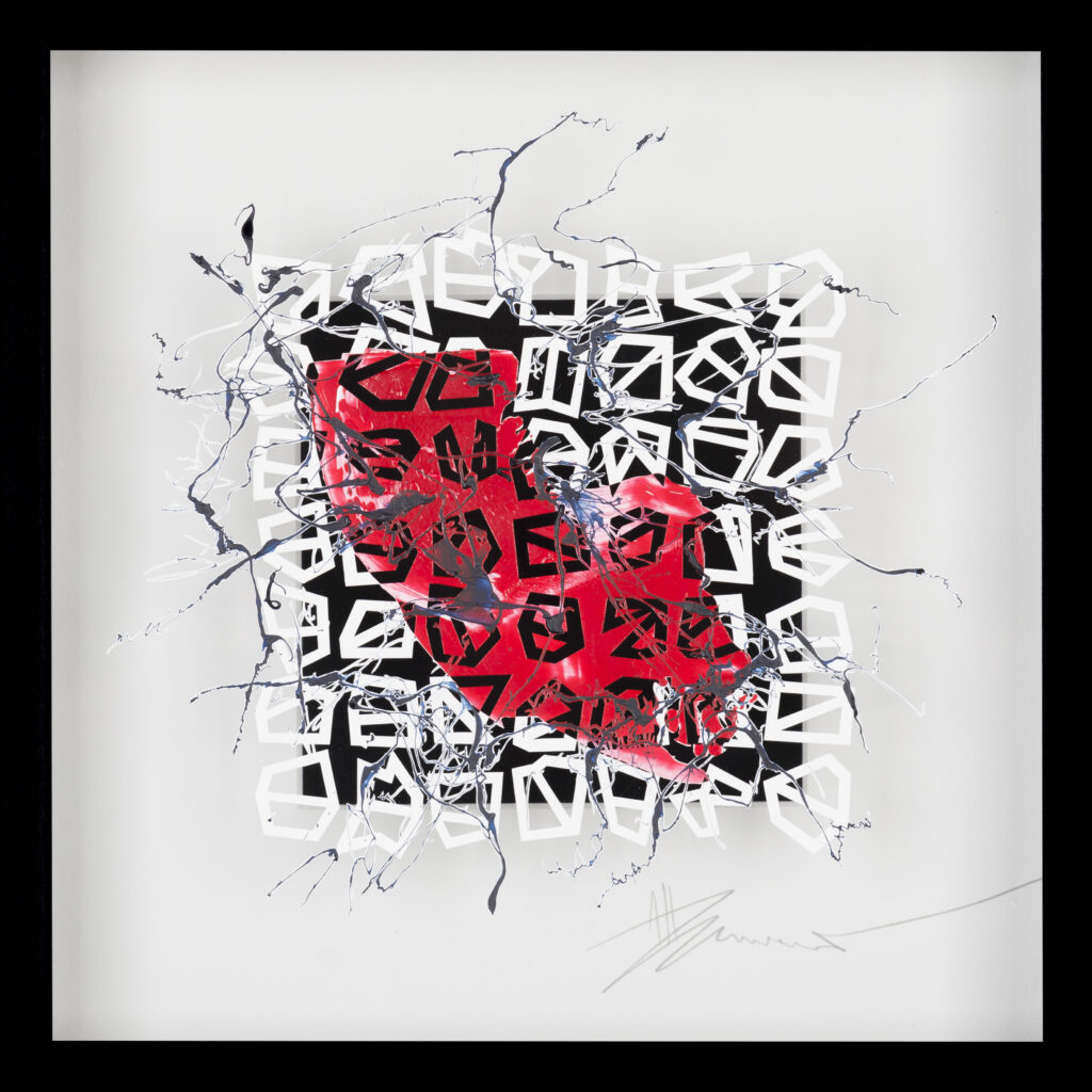_Brain Works - Pollockesker Scherenschnitt XXI_Acryl und Papier_25x25_