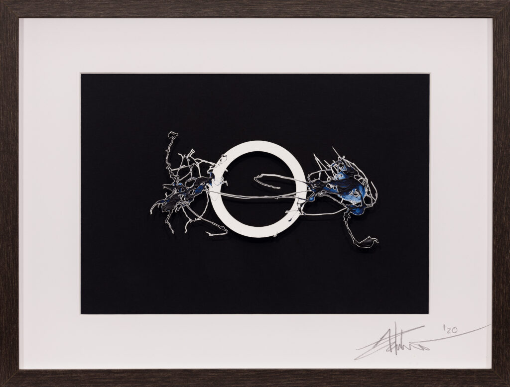 _Brain Works - Pollockesker Scherenschnitt VII - Acryl und Papier_32x45_